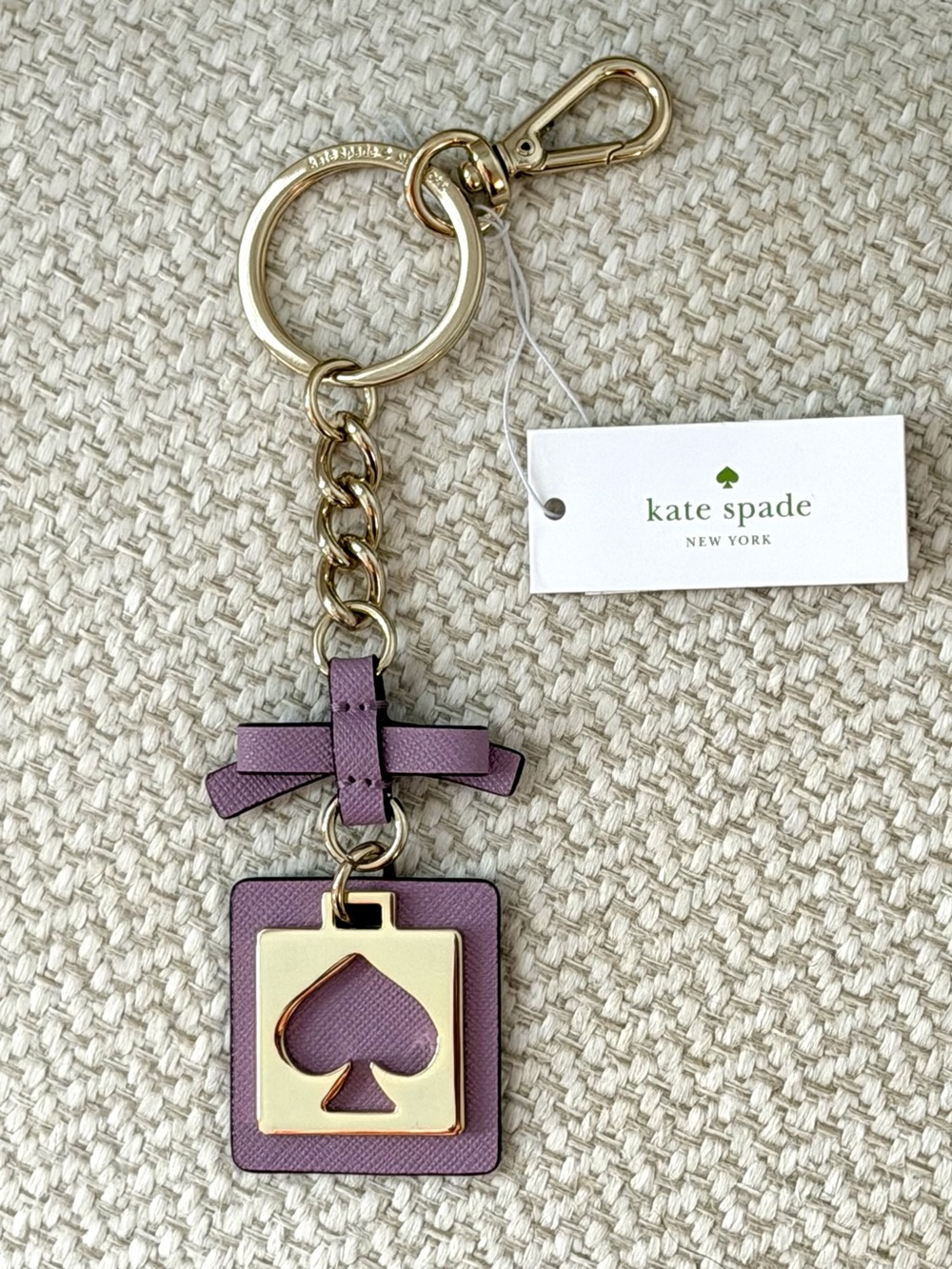 NWT Kate Spade New York Lavender Spade Bow Bag Charm Keychain